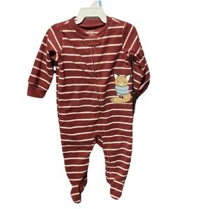 Baby Boy Clothes Carter's Newborn Fleece‎ Burgundy Fox Footed Outfit Size 6M New